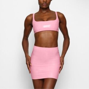 Skims Latex Mini Skirt Neon Blush Pink NWOT